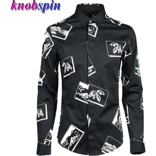 100% Cotton Printed men shirt Full sleeve Square collar Slim Casual Chemise homme Anti-Wrinkle Quick Dry male shirts