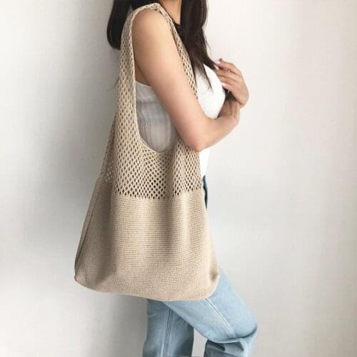 Leisure hollow knitting womens shoulder bag knitting handbag large capacity handbag Summer Beach Bag Purse shopping bag