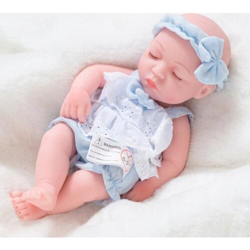 Lifelike Realistic Newborn Baby Doll 12 Inch Real Looking Reborn Doll with Blue Clothes, Birthday Gift for Girls Age 3