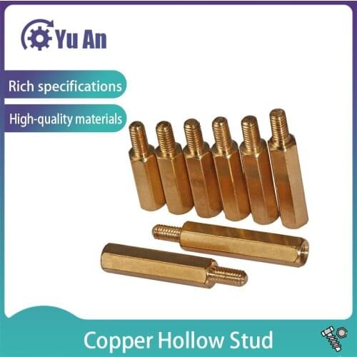 Single Head Hexagonal Copper Column Hexagonal Isolation Column Yin and Yang Column Hollow Stud M4 50PCS