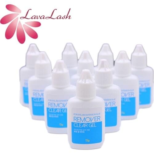 10 bottles Clear Gel Remover Wholesale Price Eyelash Extensions 15ml Original Korea makeups tools Eyelash Shop Fake Eyelashes