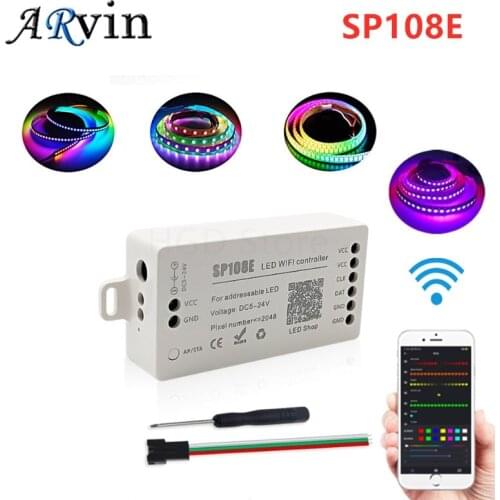WS2811 WS2812B SP108E LED Strip WIFI Controller WS2813 WS2815 SK6812 Etc LED Module Light Smart APP Wireless Control DC5-24V