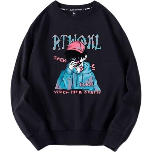 Harajuku Style Street Boy Sweater Pullover T-shirt Mens Autumn And Winter Warm Cotton Creative Design Casual Pullover Sweater