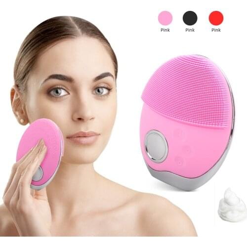 Ultrasonic Silicone Electric Facial Cleansing Brush Mini Sonic Face Cleanser Cleansing Deep Skin Washing Massager Brush for Face