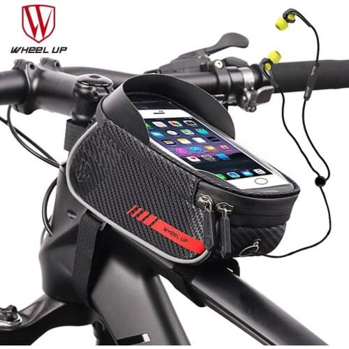 WHEEL UP Bicycle Bag Front Cycling Bag 6.2" Reflective Rainproof Touch Screen Phone Case Bag Bike Top Tube Bag With Sun Visor