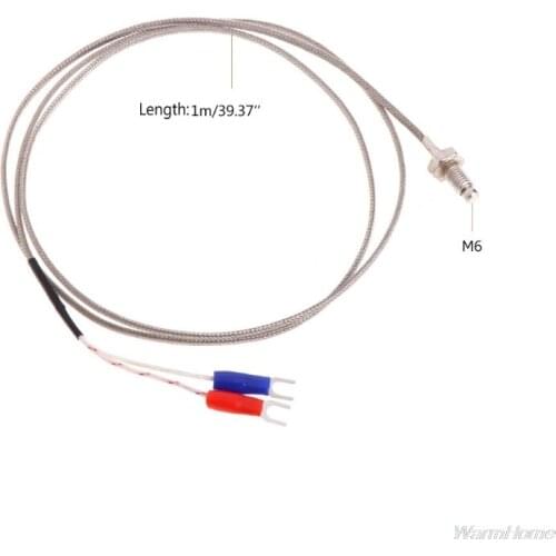 M6 Screw Probe K Type Thermocouple 1m Industrial Temperature Sensor Cable Wire J12 21 Dropshipping