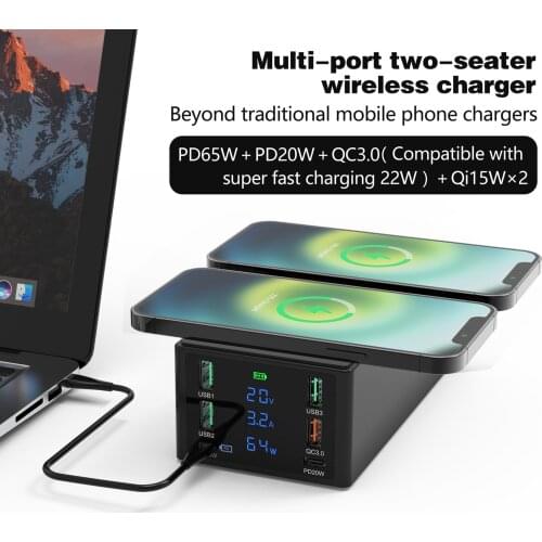 ILEPO 150W USB Charger QC3.0 Fast Wireless Charger For iPhone 11 12 Pro Max Multi Port 65W PD Charger Charging Dock Station