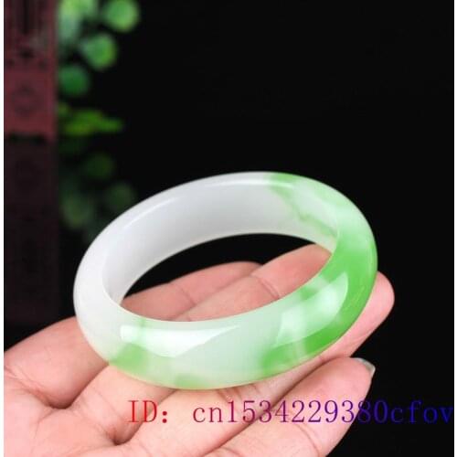 Green Jade Bangle Bracelet Jadeite Chinese Carved Natural Jewelry Gifts Charm Amulet Fashion