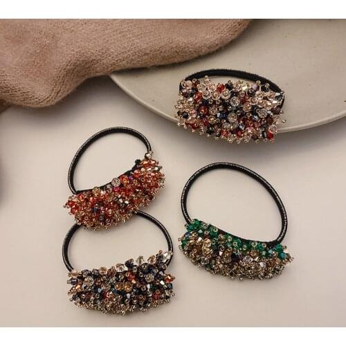 Lady Fashion Crystal Hair Rope Women Vintage Party Hair Ties