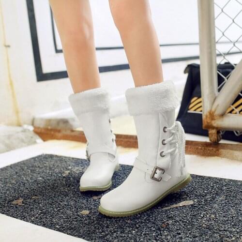 2018 New Korean Belt Buckle Womens Ladies Black Ankle Martin Boots Size 6 White Beige Womens Winter Casual Shoes Cheaps
