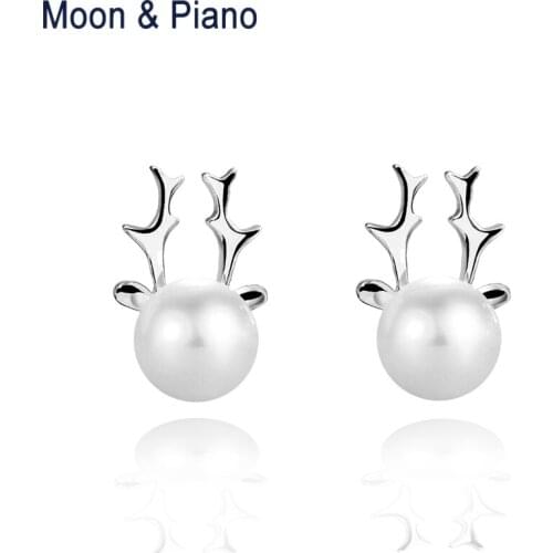 925 Sterling Silver Antlers Natural Real Freshwater Pearl Stud Earrings For Women Birthday Gift Elegant Fine Jewelry