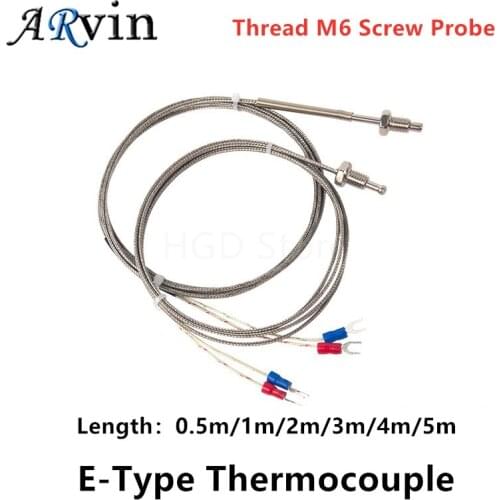 1M/2M/3M/4M/5M E-Type Thermocouple Control Thread M6 Screw Probe Temperature Sensor Temperature Controller 0-400C Sensor Probe