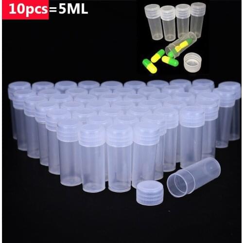 10Pcs 5ml Plastic Bottle Sample Jar 5g Small Barrel Vials Medicine Pill Liquid Powder Capsule Storage Container Packing Bottles