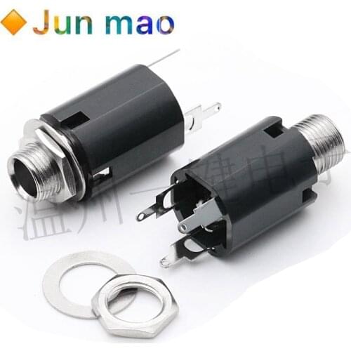 10pcs pj631-3p-6.35mm headphone connector female microphone audio power amplifier plug three pin straight plug