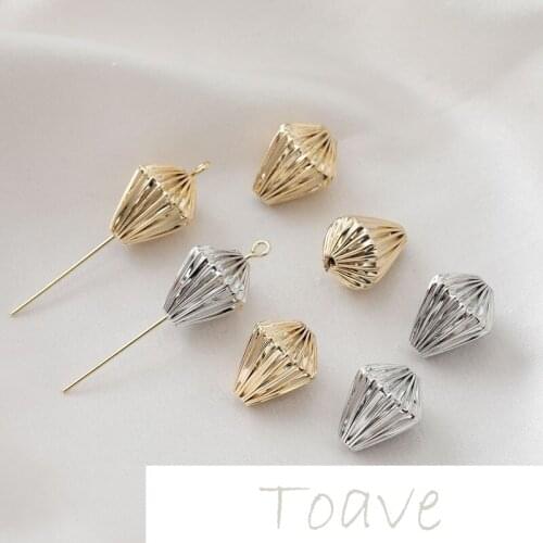 14K bag gold pleated water drop gyro-type straight hole diy hand-made beaded earpiece bracelet material accessories 6pcs