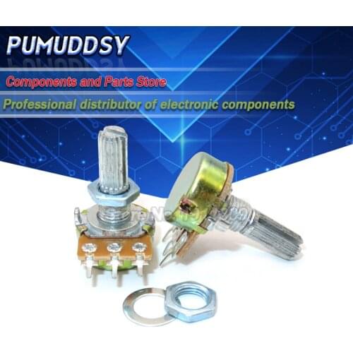 2PCS WH148 20mm Shaft Amplifier Dual Stereo Potentiometer B1K B2K B5K B10K B20K B50K B100K B500K 3Pin 1K 2K 5K 10K 50K 100K