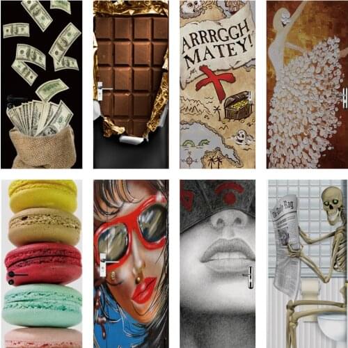 Chocolate Hand-painted Vinyl 3D Home Decor Wallpaper Food Money Peel And Stick Door Stickers Waterproof Removable Poster Mural
