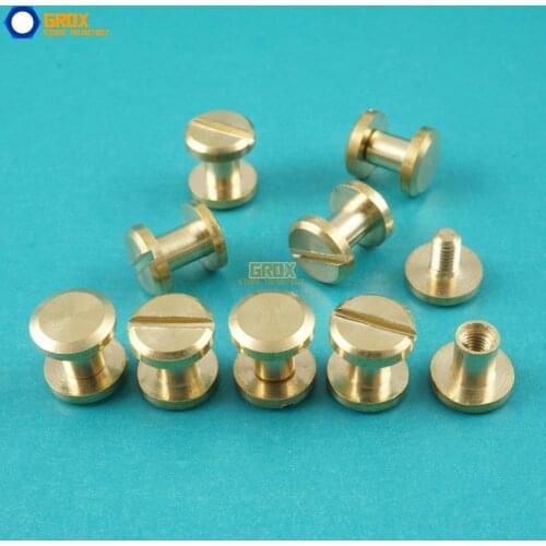 50 Set 8*5mm Solid Brass Rivet Chicago Screw for Leather Craft Belt Wallet / Flat