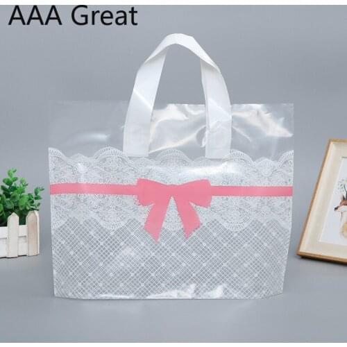 50Pcs/Lot Plastic Bags Shopping Jewelry Packaging Pouch Plastic Gifts Bag With Handle Supermarket Supplies Christmas Decorations
