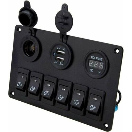 6 Gang Waterproof Circuit LED Rocker Switch Panel Breaker Accessories For Car Marine Boat