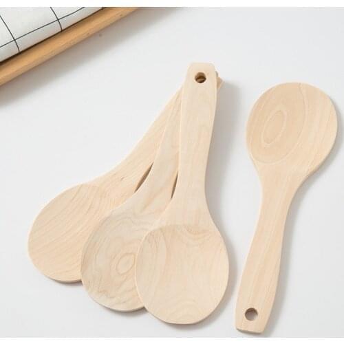 600pcs Wooden Spoon Dessert Rice Soup Spoon Teaspoon Cooking Spoons Wood Spoon Kitchen Accessories NO283