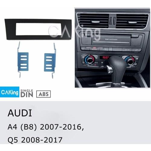 Single Din Car Fascia Radio Panel for Audi A4 (B8) 2007-2016; Q5 2008-2017 Dash Kit Install Facia Plate Cover Bezel Console Trim
