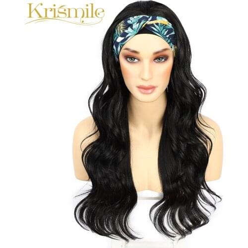 Long Wave Headband Black Wig Daily Party Travel Holidays No Gel Glueless Wig for Women Drag Queen 2 Free Bands High Temperature