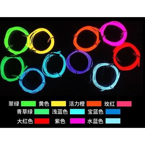 3m/5m Flexible Neon Light Glow EL Wire Rope tube Cable Strip LED Neon Lights Shoes Clothing Car party decorative controller