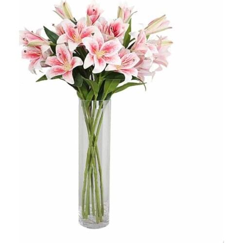 Simulation Lily Wedding Bridal Fake Flower Bouquet Lily Lover Gift DIY Floral Family Party Decoration Display Eternal Flower