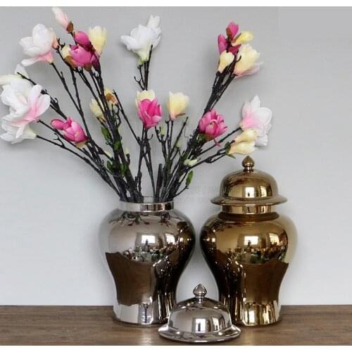 Jingdezhen Ceramic Ginger Jar Vase Model gold and silver porcelain temple jar