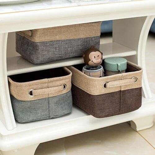 Cotton linen fabrics storage basket closet clothing organizer desktop sundries toys snacks cosmetic storage basket box mx9191637