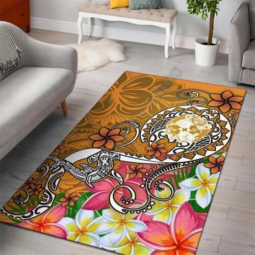 Tonga Area Rug Turtle Plumeria Gold Anti-slip Rug Carpet Home Decoration Living Flannel Bedroom Non-slip Floor Rug