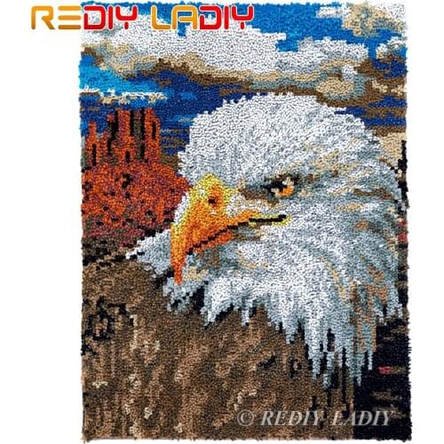 Latch Hook Rug Spirit of Eagle Plush Wall Tapestry Kits DIY Carpet Rug Chunky Yarn Arts & Crafts Crocheting Floor Mat 61*81cm