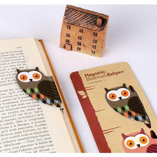 Magnetic bookmark creative stationery cute birds mini ball-point pen green cute multi-function bookmark portable ball-point pen