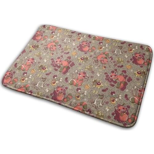 Red Pandas And Maple Leaves Mat Rug Carpet Anti - Slip Bedroom Entrance Door Mat Red Panda Japanese Maple Maple Fall Leaves