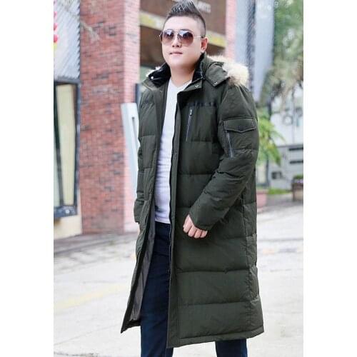 X-Long plus knees mens large size long fur collar stitching oversized down jacket 10XL 9XL 8XL 7XL