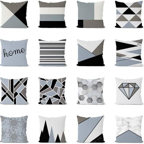 Geometric Shape Pillowcase Blue Grey Geometric Pillowcase Cushion Cover home decor pillow cases pillow covers