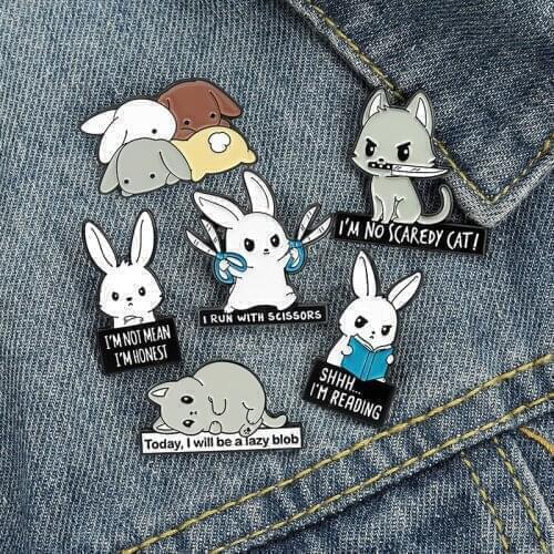 New cute animal series alloy brooch cartoon rabbit letter brooch