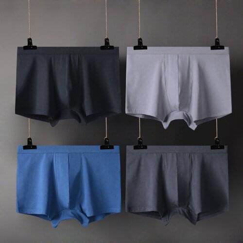 Pure Color Boxers Mens Underwear Boxer Shorts 4pcs/pack Modal Underpants for Men Basic Underwear Bulge Pouch Shorts Plus Size