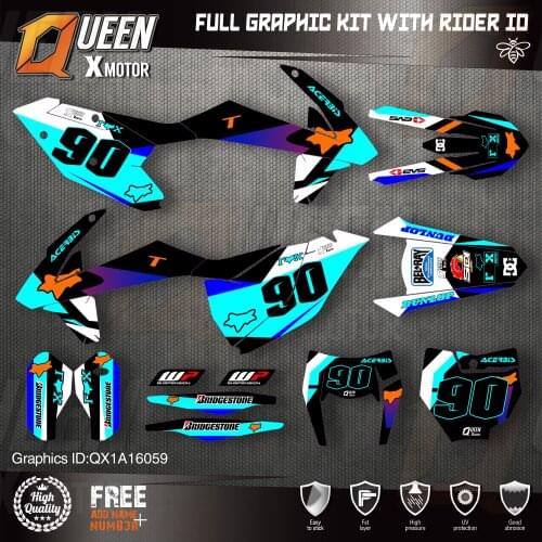 QUEEN X MOTOR Custom Team Graphics Decals 3M Stickers Kit For KTM 2016 2017 2018 SX SXF , 2017 2018 2019 EXC XC-W EXC-F 059