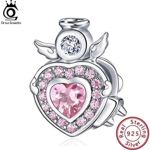 ORSA JEWELS Romantic 925 Sterling Silver Full of Love Charm Beads Pendant Fit Original Braeclet Necklace Women Jewelry CB95