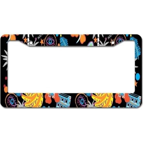 Peceeta Summer Banana Coconut Tree License Plate Frame 2 Holes 1 Frame Matte Aluminum Covers Holders for US Vehicles white