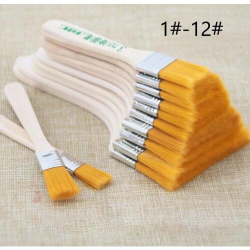 12pcs/Set Flat Nylon Hair Wooden Penholder Oil Painting Brush Barbecue Brush Paint Brushes Art Supplies kitchen Decoration Tools