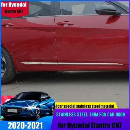 Avante CN7 car body door trim strip stainless steel anti-scratch sequins modified exterior for Hyundai Elantra CN7 2021