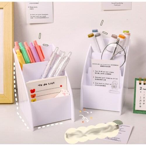 Simple Trapezoidal Pen Holder Solid Color Student Desk Sundry Storage Box Dormitory Cosmetics Home Office Storage Box Stationery