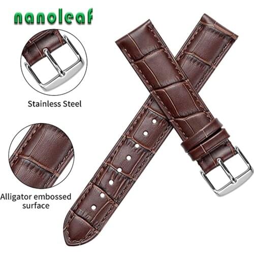 Replacement Watchband Size Suitable for Quartz Watches 14MM 16MM 18MM 20MM 22MM 24MM Crocodile Pattern Calfskin Leather Strap