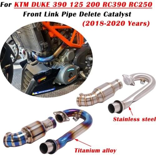 Slip On For KTM DUKE 390 1250 200 RC390 RC250 18 19 20 Motorcycle Exhaust Escape Modify Front Link Pipe Titanium Delete Catalyst