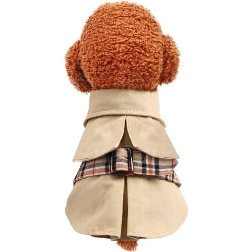 Warm Cotton Overalls Hoodies Belt Puppy Supplies Pug New Fashion Khaki Pet Dog Wind Coat Jacket Cat Shirt Button Clothes Dress