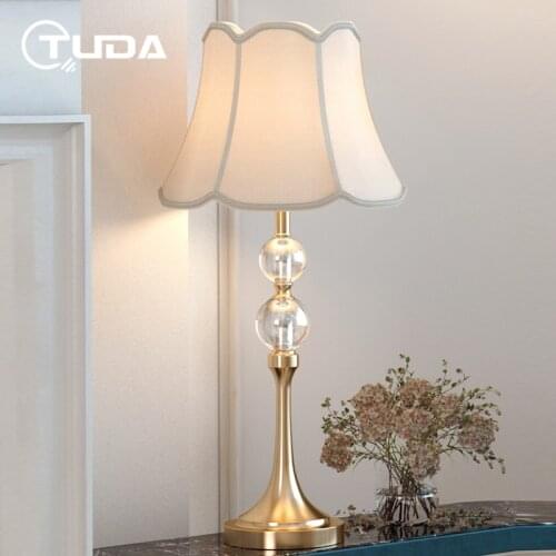 TUDA 33x66cm American Style Crystal Ball Table Lamp For Bedroom Living Room Table Lamp Modern Nordic Bedside Lamp E27 220V