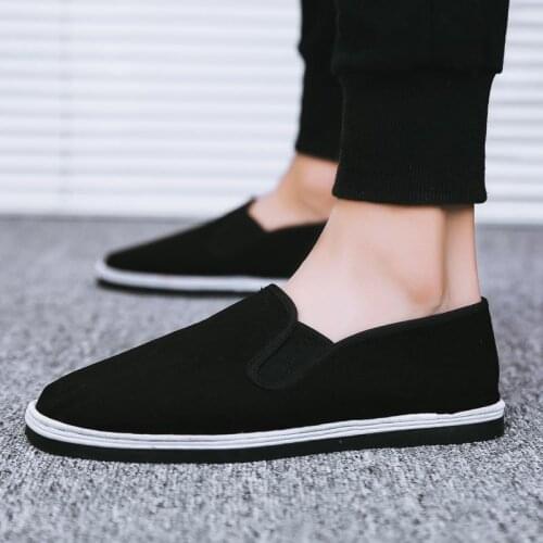 F.N.JACK Flat Loafer Fablica Cloth Shoes BeiJing Chines Bruce Lee Tai Chi Kung Fu Black Rubber shoes Hand made